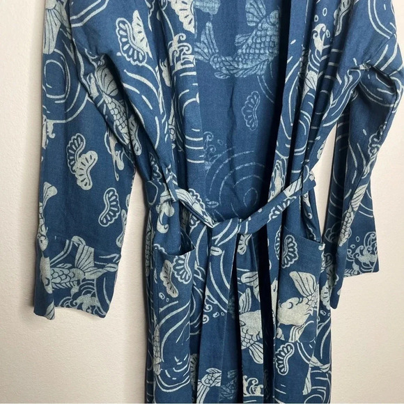 Alix of Bohemia First Wave Fish Kimono Long Belted Blue Cardigan Coat - Picture 8 of 16